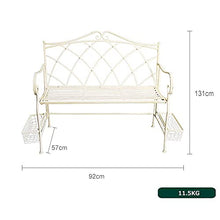 Panchina per terrazza del parco Panchine per il tempo libero all'aperto, Panchina da giardino in ghisa resistente alle intemperie e antiruggine, Panchina da cortile a 2 posti con cesto portaoggetti,