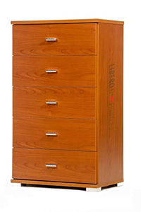 Mobile Cassettiera in legno con 5 CASSETTI per camera da letto soggiorno L.53 x P.33 x H.91 (Ciliegio)