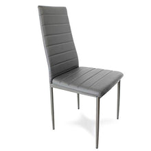 Sedia imbottita in eco pelle grigio su gambe argentate per soggiorno sala da pranzo elegante 704B