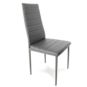 Sedia imbottita in eco pelle grigio su gambe argentate per soggiorno sala da pranzo elegante 704B