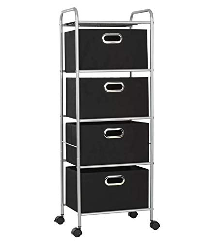 Cassettiera in Tessuto, Cassettiera per Camera da Letto con 4 Cassetti in Tessuto Non Tessuto, 41,5 x 31 x 114 cm