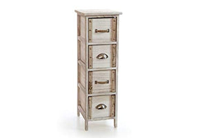 GICOS IMPORT EXPORT SRL Mobile cassettiera in legno colore naturale 4 cassetti 26 * 32 * 80 cm shabby chic EDT-809453