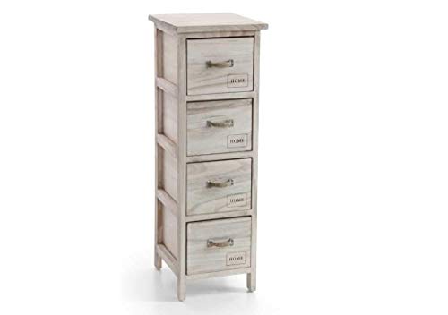 GICOS IMPORT EXPORT SRL Mobile cassettiera in Legno Marrone 4 cassetti Decoro Home 26 * 32 * 80 cm Shabby Chic EDT-793288