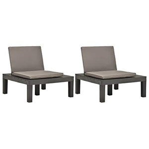 Festnight 2 pz Sedie a Sdraio da Giardino e Cuscini Sedia da Balcone in Plastica con Schienale 78 x 78 x 70 cm Poltrona da Giardino