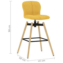 vidaXL 2X Sedie da Bar Girevoli Sedie per Bancone Sgabelli per Pub Sedili Seggiole Sedie Alte Arredo per Bar Mobili Arredo Giallo Senape in Tessuto