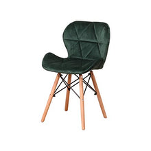 Sedia da pranzo in velluto con gambe in legno massello e telaio per sedie ergonomiche, imbottitura in spugna, semplice e nobile, set da 4 pezzi, colore verde scuro