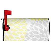 Moderna gialla e grigia Dahlia quadrata dal design unico magnetico per cassetta delle poste, copertura per giardino e cortile, dimensioni standard 53 x 45 cm