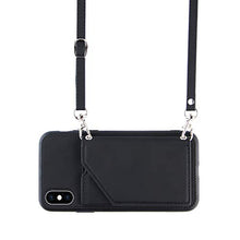 Lanyard - Custodia a portafoglio per iPhone X/Xs, colore: Nero