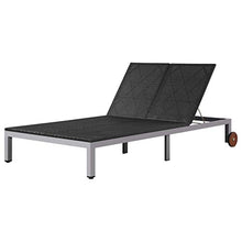 Festnight Lettino Prendisole Matrimoniale con Ruote da Giardino Esterno in Polyrattan Marrone/Nero,Lettino Prendisole Doppio,Lettino da Sole,Sedie a Sdraio da Giardino in Poly Rattan 207x130x88 cm