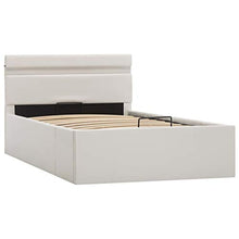 Tidyard Struttura Letto Singolo/Matrimoniale Moderno a Doghe con LED Rivestimento in Similpelle,Letto a Doghe,100x200cm,Bianco