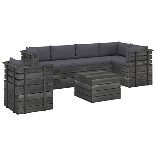 vidaXL Set Divani da Giardino su Pallet 7 pz con Cuscini Massello Pino