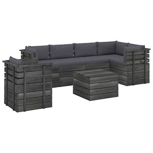 vidaXL Set Divani da Giardino su Pallet 7 pz con Cuscini Massello Pino