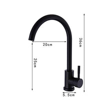 SXJ Rubinetto da Cucina in Acciaio Inossidabile, Rubinetto da Cucina, Miscelatore per Lavabo con Rotazione A 360 Gradi, Rubinetto da Cucina Monoforo, Nero Opaco