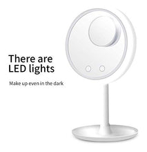 LILIS Specchio Trucco LED Luce Dimmable Trucco Specchi 5X LED Specchio da Toilette Multifunzionale 3-in-1 con Ventilatore Nakeup Specchio