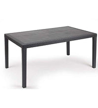 Ipae-Progarden - Tavolo Fisso Intrecciato Stile Rattan, Plastica, Colore Antracite Pri16 150X72X90 Cm