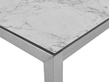 Beliani Set da Giardino Tavolo Simil Marmo 6 Sedie Tessuto Bianco 180 x 90 cm GROSSETO