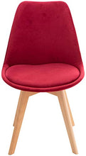 CLP Set 4 Sedie Pranzo Imbottite Linares In Plastica E Similpelle I Stoffa I Velluto I Sedie Scandinave Design Tulip Telaio In Legno, Colore:rosso, Materiale:Velluto