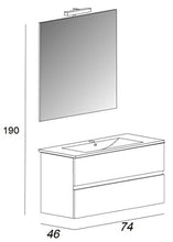 giordanoshop Mobile Bagno Sospeso 74 cm Lavabo e Specchio Tavassi Giove Rovere Bianco