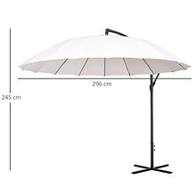 Outsunny Ombrellone Decentrato da Giardino Φ296cm, Ombrellone a Braccio per Esterni Bianco Crema con Base a Croce