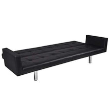 Festnight - Divano Letto Regolabile a 3 Posti in Ecopelle/Pelle Artificiale Bainco/Nero con bracciolo da Salotto/Soggiorno