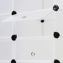 MIADOMODO® Armadio a Cubi - 110/180/37 cm, 10 Scomparti con Ante e 2 Aperti, 2 Aste Appendiabiti, Plastica, Bianco - Armadietto Portatile, Componibile, Guardaroba, Ripostiglio Modulare