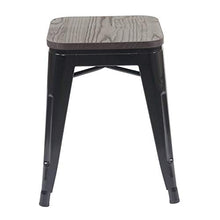 Poggiapiedi Sgabello da Bar HWC-A73 II impilabile Seduta in Legno Metallo Nero