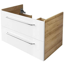 FACKELMANN Set di mobili da bagno da 5 pezzi Milano sospesi con vasca in ceramica da 100 cm e specchio da bagno a LED