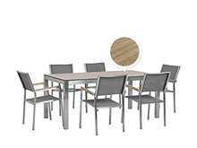 Beliani Set di Tavolo Grigio HPL Simil Legno 180 cm e 6 Sedie Tessuto Grigio GROSSETO