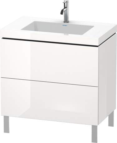 Lavabo per mobili Duravit L-Cube, 80x48 cm, 2 Estraibili, Senza troppopieno, Senza Foro per Rubinetto, colorazione: Bianco Opaco Decor Bianco Opaco - LC6937N1818