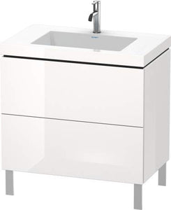 Lavabo per mobili Duravit L-Cube, 80x48 cm, 2 Estraibili, Senza troppopieno, Senza Foro per Rubinetto, colorazione: Bianco Opaco Decor Bianco Opaco - LC6937N1818