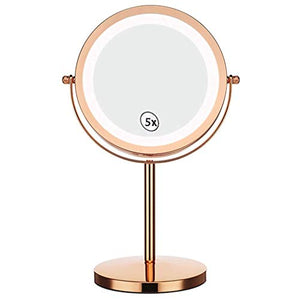 ADSE Specchio per Trucco da toeletta con 1x / 5X, Specchio ingranditore Girevole a 360 °, Specchio da Bagno con Stile Simile al Cristallo