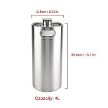 Rockyin 4L Mini in Acciaio Inox Beer Barrel con Coperchio a Spirale di Copertura pratici Accessori for la casa Home Hotel