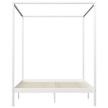 BIGTO - Struttura letto a baldacchino in legno di pino massiccio, per camera da letto, colore: bianco, 160 x 200 cm
