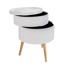 WOLTU TS50ws-2 Set di 2 Comodini Bianchi a 2 Ripiani Contenitore Rotondo Organizzatore da Letto Tavolino da Salotto in Legno