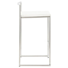 MK Elegante Sgabello Design LOIRET in Ecopelle e Acciaio Inox (Bianco)