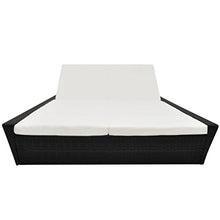 Festnight Lettino Prendisole Matrimoniale a Doppio in Polirattan Marrone/Grigio da Giardino/Patio/Mare/Piscina/Spiaggia per Esterno 200 x 138,5 x (30-73) cm