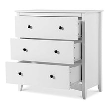 JGONas Cassettiera bianca a 3 cassetti, in legno, stile moderno, per soggiorno, ufficio, 31,5 x 16,14 x 33,07 pollici, bianco