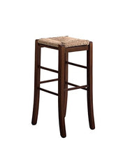 SEDIA SGABELLO LEGNO MASSELLO CON SEDUTA PAGLIA QUADRATO H 67 CM DA TERRA nuovo già montato tinta NOCE scuro