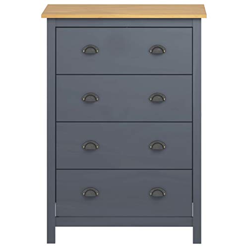Cikonielf - Credenza per l'armadietto con 4 cassetti scorrevoli per soggiorno, camera da letto, grigio e marrone miele 79 x 40 x 110 cm