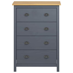 Cikonielf - Credenza per l'armadietto con 4 cassetti scorrevoli per soggiorno, camera da letto, grigio e marrone miele 79 x 40 x 110 cm
