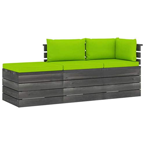 FAMIROSA Set Divani da Giardino su Pallet 3 pz con Cuscini Massello Pino-1778