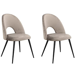 Un set di 2 sedie vuote per il tempo libero, sedie con superficie in velluto morbido e gambe in ferro, adatte per soggiorno, camera da letto, sala giochi, bancone bar, ecc. (grigio)