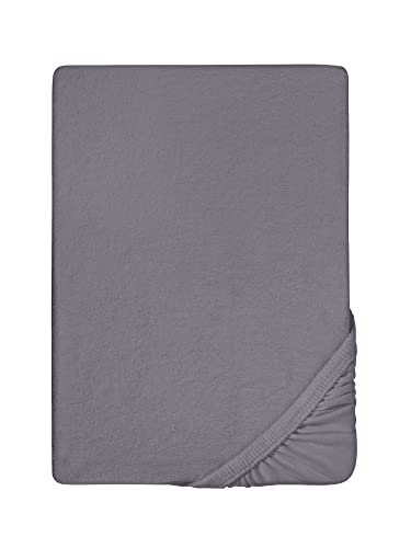 Biberna 0012344 Lenzuolo Frottee-Stretch (Altezza Materasso max. 22 cm) 1X 180X200 cm > 200X200 cm, Grigio Argento