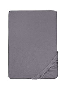 Biberna 0012344 Lenzuolo Frottee-Stretch (Altezza Materasso max. 22 cm) 1X 180X200 cm > 200X200 cm, Grigio Argento