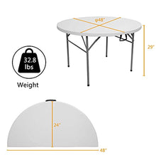 CYBDM - Tavolo pieghevole rotondo con cavalletto pieghevole, 122 cm, per feste, catering, barbecue, giardino