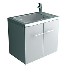 Set di mobili da bagno con lavabo in ghisa minerale e armadietto sottolavabo con funzione chiusura rallentata SoftClose/bianco/50 cm di larghezza