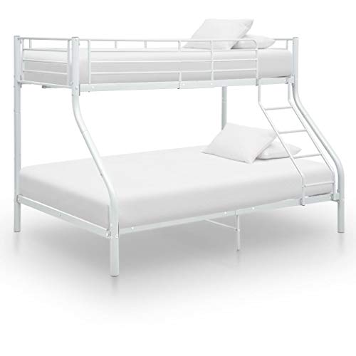 BIGTO - Struttura letto a castello in metallo, per camera da letto, colore: bianco, 140 x 200 cm, 90 x 200 cm