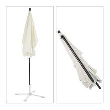 Relaxdays 10023227_49 Ombrellone Spiaggia, Mare, Giardino, Balcone, Rettangolare, 200 x 120 cm, Inclinabile, Bianco