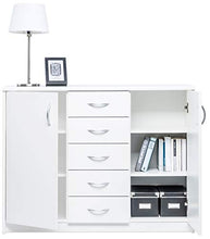 AVANTI TRENDSTORE - Comó in Legno Laminato, con 2 Ante e 5 cassetti. Dimensioni Lap 109x85x35 cm (Bianco Opaco)