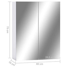 Tidyard Armadietto a Specchio Armadietto da Bagno con Specchio Mobiletto Pensile da Bagno con 2 Anta e 3 Ripiani 60x15x75 cm Bianco e Argento